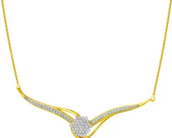 Naszyjnik z żółtego złota z diamentami - 0,20 ct - próba 585