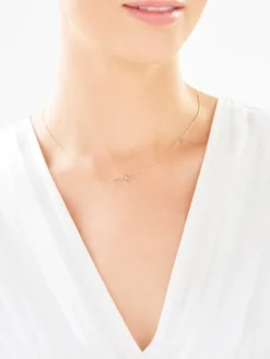 Naszyjnik z żółtego złota z diamentem - krzyże - 0,004 ct - próba 375