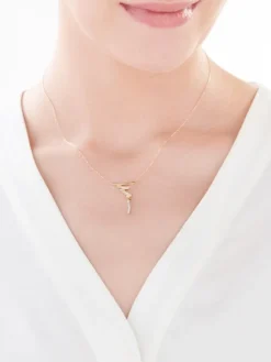 Naszyjnik z żółtego złota z diamentami - 0,05 ct - próba 375