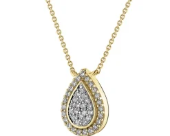 Naszyjnik z żółtego złota z diamentami - 0,11 ct - próba 585