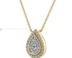 Naszyjnik z żółtego złota z diamentami - 0,11 ct - próba 585