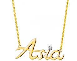 Naszyjnik z żółtego złota z diamentem - Asia - 0,005 ct - próba 375