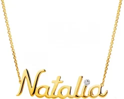 Naszyjnik z żółtego złota z diamentem - Natalia - 0,005 ct - próba 375