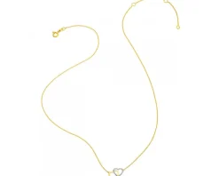 Naszyjnik z żółtego złota z diamentem - serca - 0,003 ct - próba 375