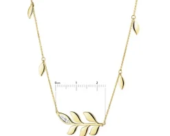 Naszyjnik z żółtego złota z diamentem - liście - 0,004 ct - próba 375