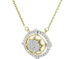 Naszyjnik z żółtego złota z diamentami - 0,15 ct - próba 585