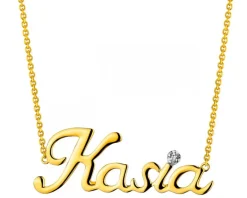 Naszyjnik z żółtego złota z diamentami i perłami - próba 375