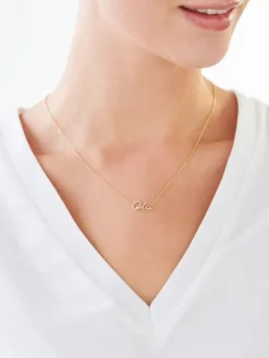 Naszyjnik z żółtego złota z diamentem - Ola - 0,005 ct - próba 375