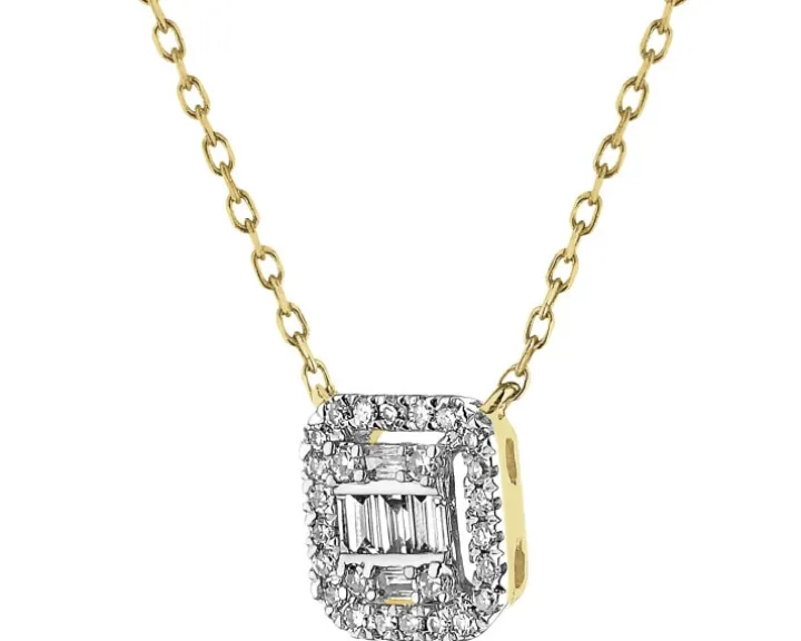 Naszyjnik z żółtego złota z diamentami - 0,08 ct - próba 585