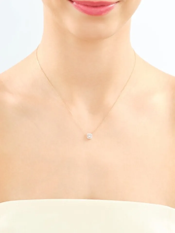 Naszyjnik z żółtego złota z diamentami - 0,08 ct - próba 585