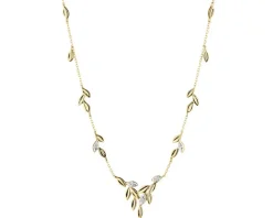 Naszyjnik z żółtego złota z diamentami - liście - 0,05 ct - próba 585