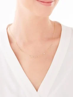 Naszyjnik z żółtego złota z diamentami - 0,006 ct - próba 375