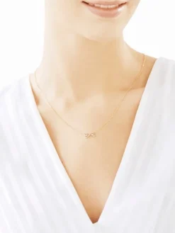 Naszyjnik z żółtego złota z diamentami - nieskończoność - 0,008 ct - próba 375