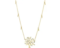 Naszyjnik z żółtego złota z diamentami - drzewko - 0,01 ct - próba 375