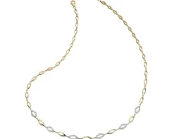 Naszyjnik z żółtego złota z diamentami - 50 cm, - 0,10 ct - próba 585