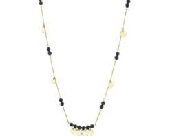 Naszyjnik z żółtego złota z diamentem i agatami - próba 375