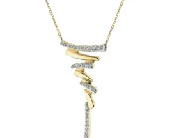 Naszyjnik z żółtego złota z diamentami - 0,09 ct - próba 585