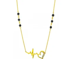 Naszyjnik z żółtego złota z diamentami i agatami - EKG serca - próba 585