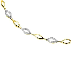 Naszyjnik z żółtego złota z diamentami - 42 cm, - 0,10 ct - próba 585