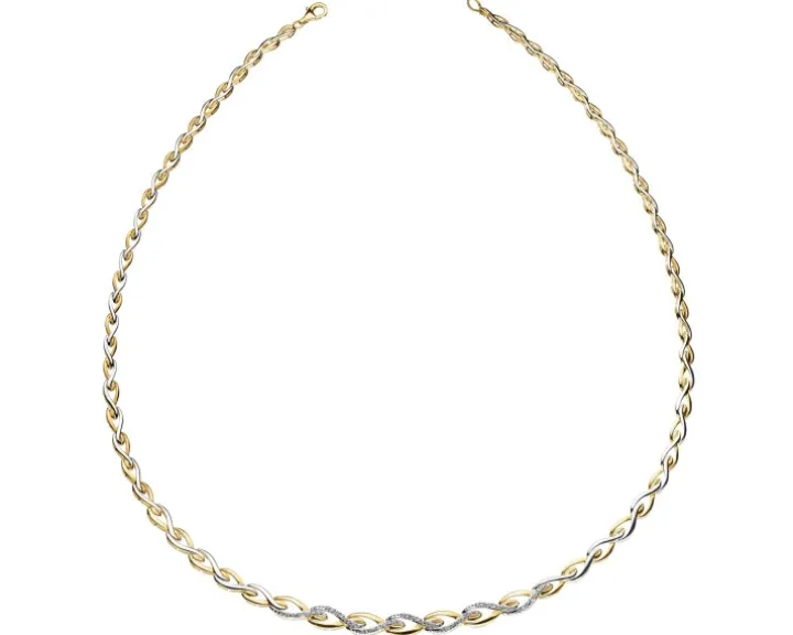 Naszyjnik z żółtego złota z diamentami - 0,10 ct - próba 585