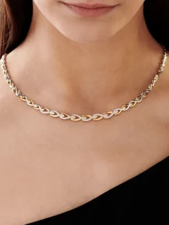 Naszyjnik z żółtego złota z diamentami - 0,10 ct - próba 585