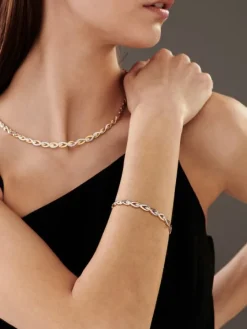 Naszyjnik z żółtego złota z diamentami - 0,10 ct - próba 585