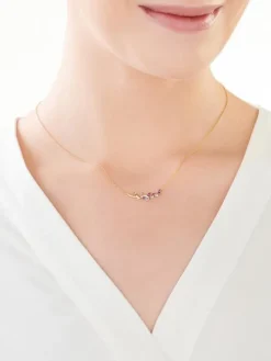 Naszyjnik z żółtego złota z diamentami, kamieniami szlachetnymi i ozdobnymi - liście - próba 375