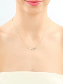 Naszyjnik z żółtego złota z diamentami, topazami i cytrynami - liście - próba 585