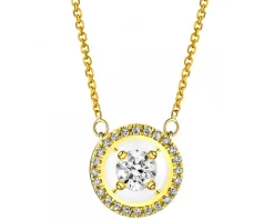 Naszyjnik z żółtego złota z diamentami - koło - 0,15 ct - próba 585