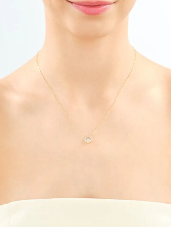 Naszyjnik z żółtego złota z diamentami - koło - 0,15 ct - próba 585