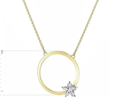 Naszyjnik z żółtego złota z diamentami -  koło, gwiazda - 0,01 ct - próba 375