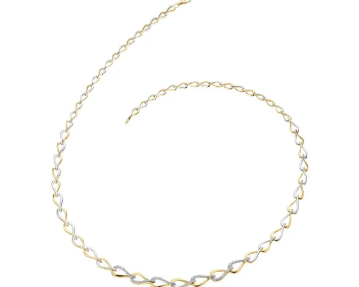 Naszyjnik z żółtego złota z diamentami - 0,15 ct - próba 585