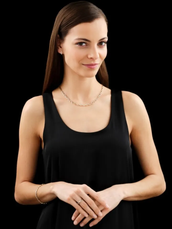 Naszyjnik z żółtego złota z diamentami - 0,15 ct - próba 585