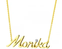 Naszyjnik z żółtego złota z diamentem - Monika - 0,005 ct - próba 375