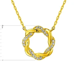 Naszyjnik z żółtego złota z diamentami - 0,07 ct - próba 375
