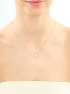 Naszyjnik z żółtego złota z diamentami - yin yang, nieskończoność - 0,01 ct - próba 375