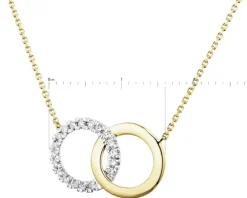 Naszyjnik z żółtego złota z diamentami - koła - 0,10 ct - próba 585