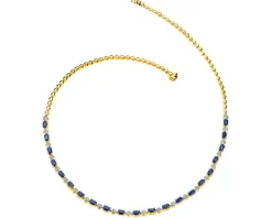 Naszyjnik z żółtego złota z diamentami i szafirami - próba 585