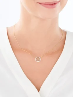 Naszyjnik z żółtego złota z diamentami - drzewko - 0,02 ct - próba 375