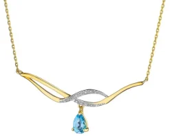 Naszyjnik z żółtego złota z diamentami i topazem - próba 375