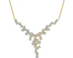 Naszyjnik z żółtego złota z diamentami - 0,24 ct - próba 585