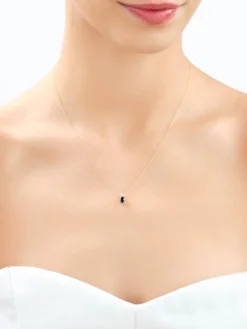 Naszyjnik z żółtego złota z diamentami i szafirem syntetycznym - próba 375