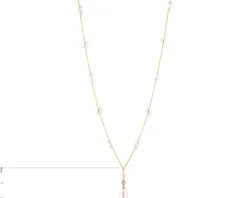 Naszyjnik z żółtego złota z diamentem i perłami - próba 375