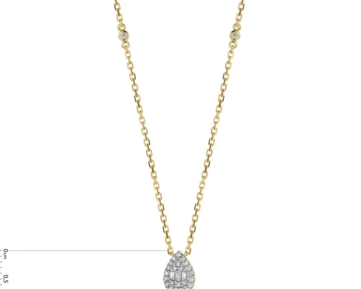 Naszyjnik z żółtego złota z diamentami - 0,11 ct - próba 585