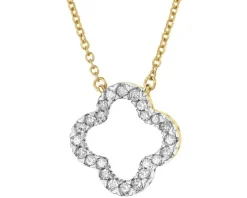 Naszyjnik z żółtego złota z diamentami - 0,15 ct - próba 585