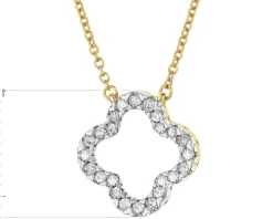 Naszyjnik z żółtego złota z diamentami - 0,15 ct - próba 585