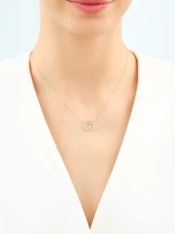 Naszyjnik z żółtego złota z diamentami - drzewko, serce - 0,08 ct - próba 585