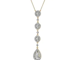 Naszyjnik z żółtego złota z diamentami - 0,88 ct - próba 585