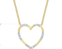 Naszyjnik z żółtego złota z diamentami - serce - 0,04 ct - próba 585