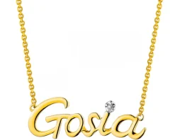 Naszyjnik z żółtego złota z diamentem - Gosia - 0,005 ct - próba 375